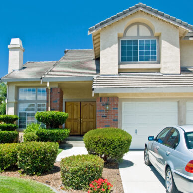 New,American,Dream,Home,With,A,Beautiful,Blue,Sky,In